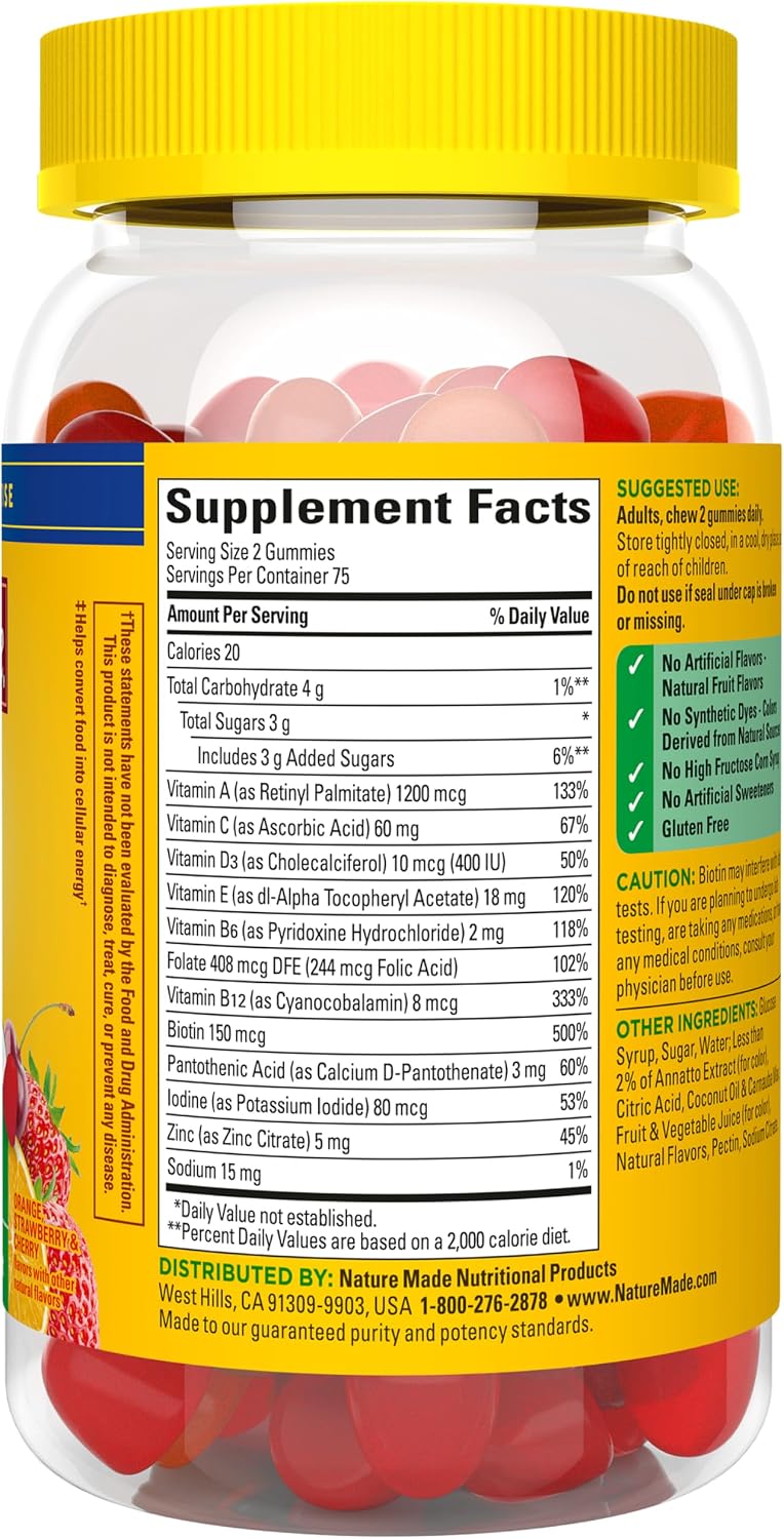 Nature Made Multivitamin Gummies – Multivitamin Gummies for Men and Women, 150 Gummies (75-Day Supply)