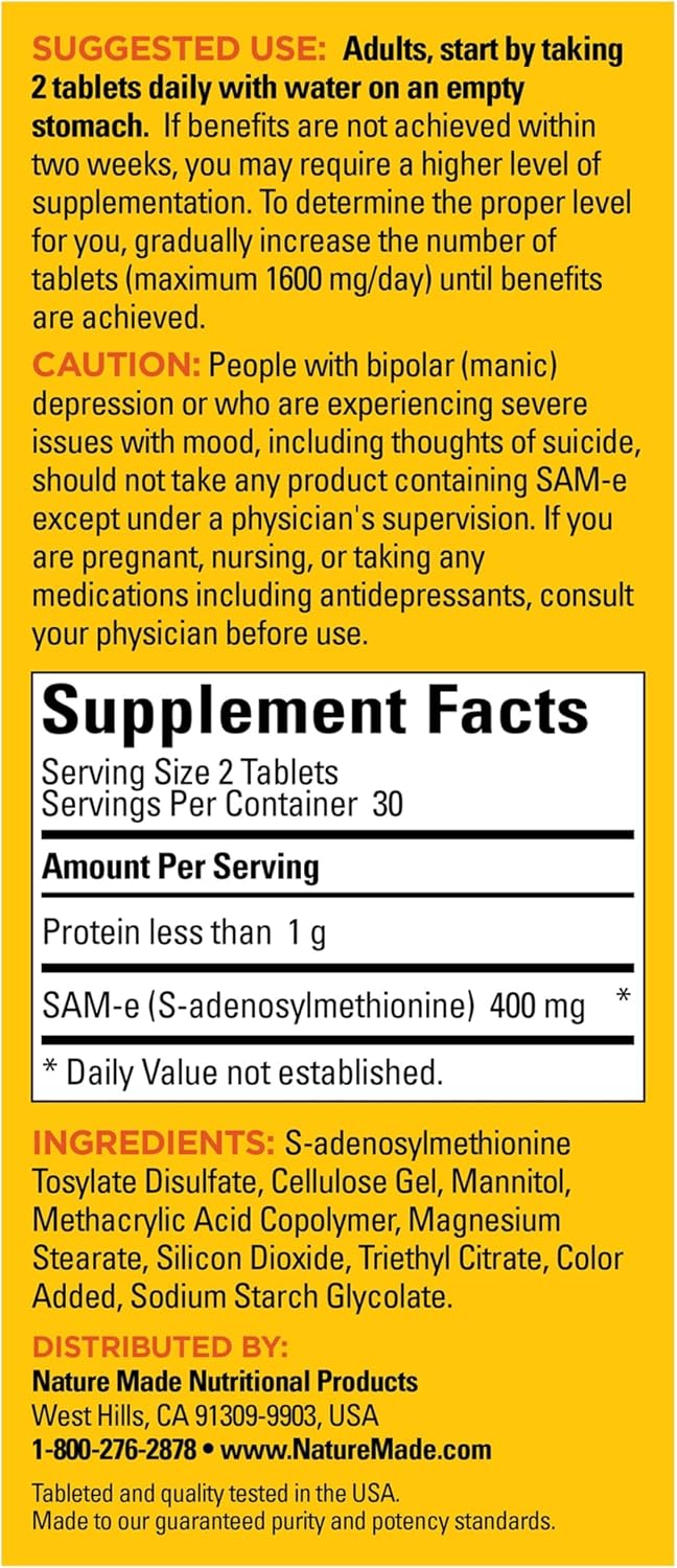 Nature Made SAM-e 200 mg Completo, 60 tabletas