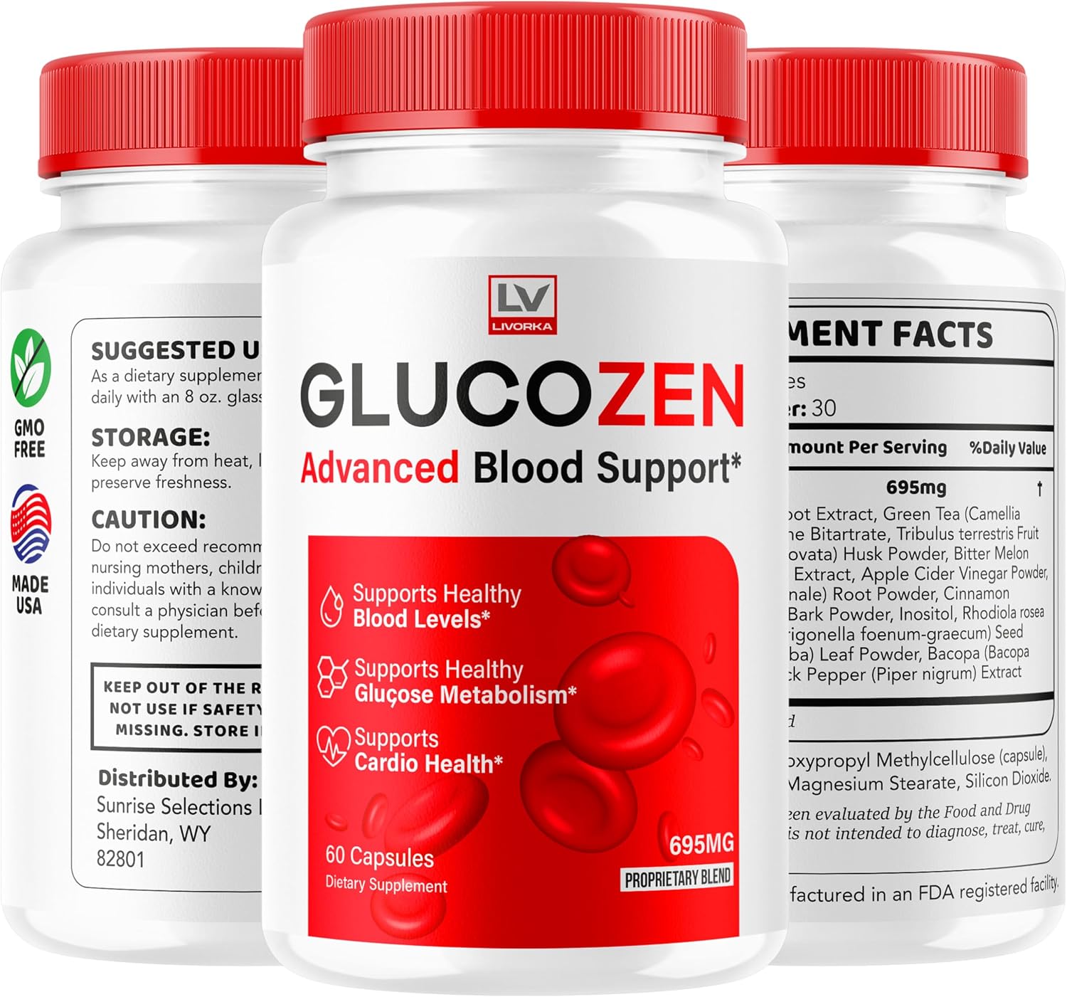 GlucoZen Capsules (3 Pack, 180 Cápsulas)