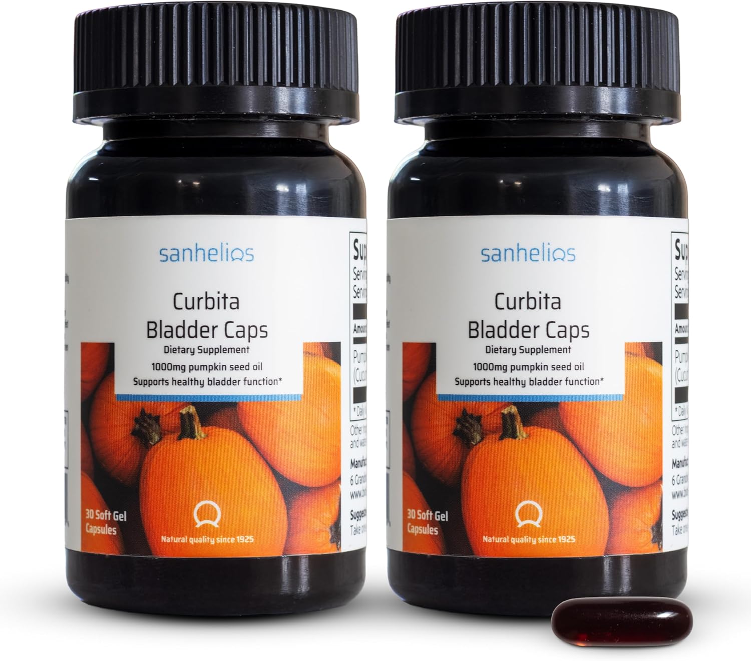 Sanhelios Curbita Aceite de Semilla de Calabaza 1000 mg - Complemento para el Bienestar Urinario - 60 Cápsulas (2 Unidades)