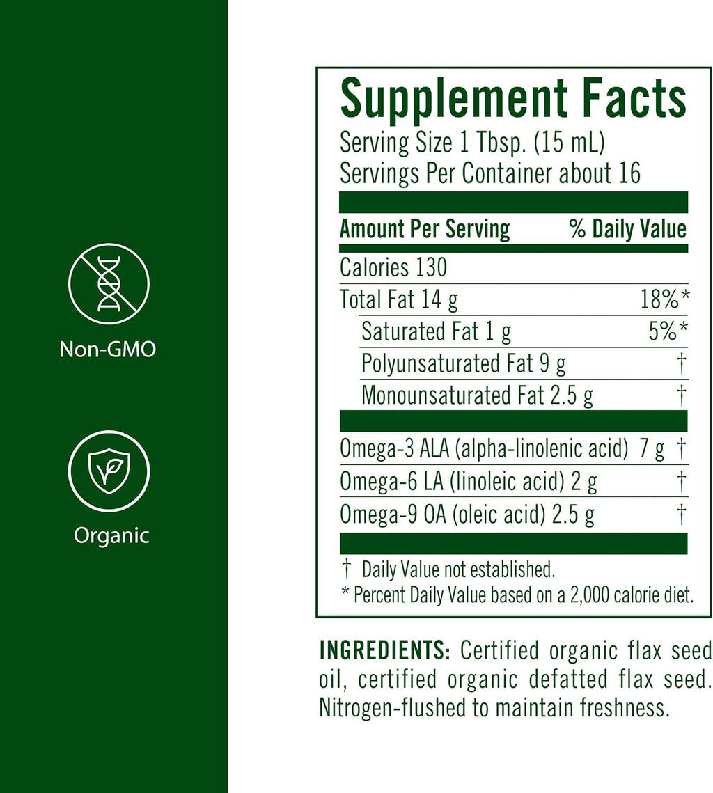 Flora - Aceite de Linaza Alto en Lignanos - Ecológico, Sin Gluten y No Transgénico