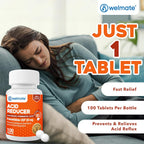 WELMATE - Famotidina 20mg Antiacido de Máxima Potencia, Alivio Rápido de la Acidez, 100 Comprimidos
