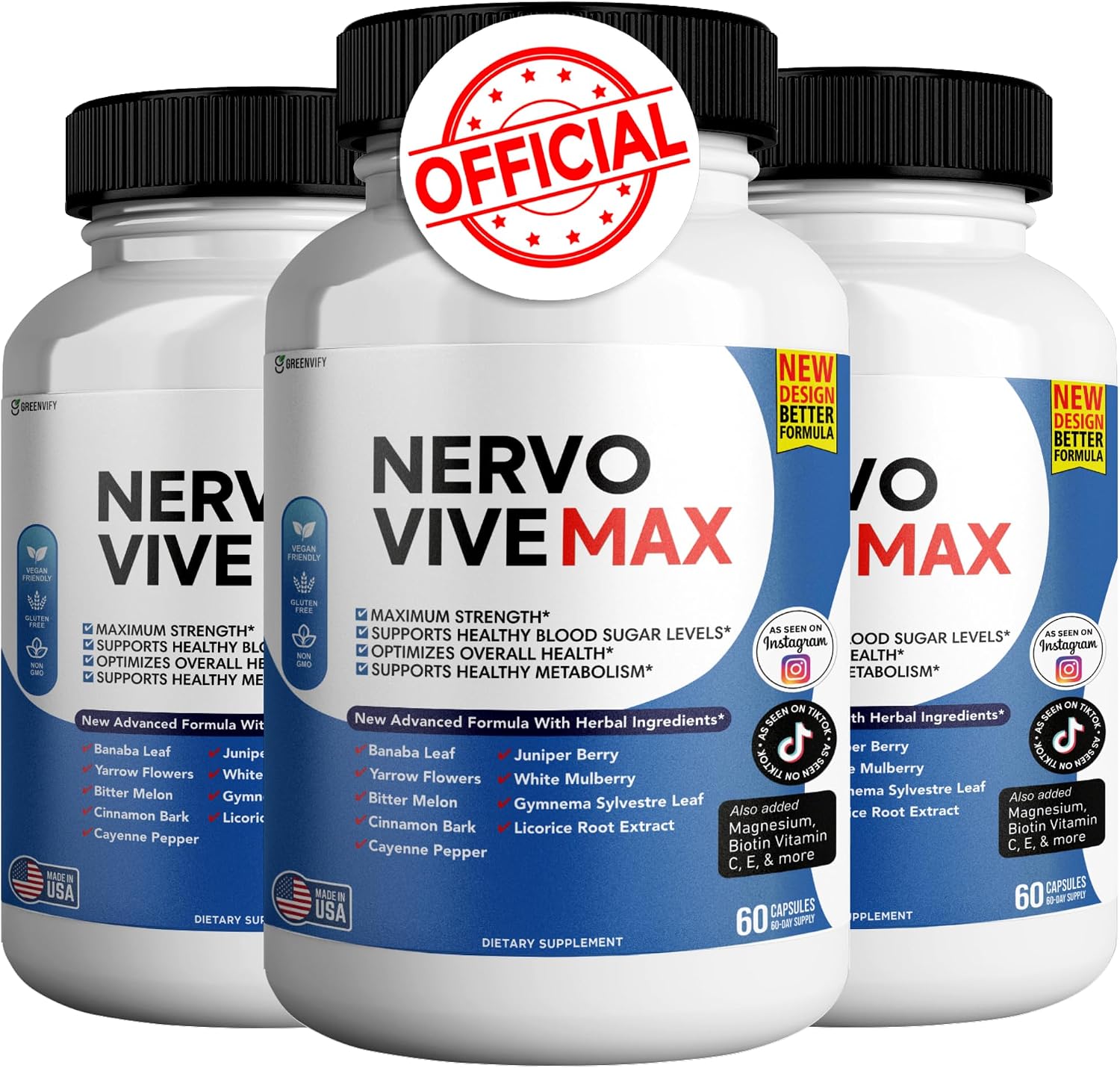 Nervovive Max - Suplemento para el Apoyo Cognitivo, Memoria y Enfoque - 300 Cápsulas
