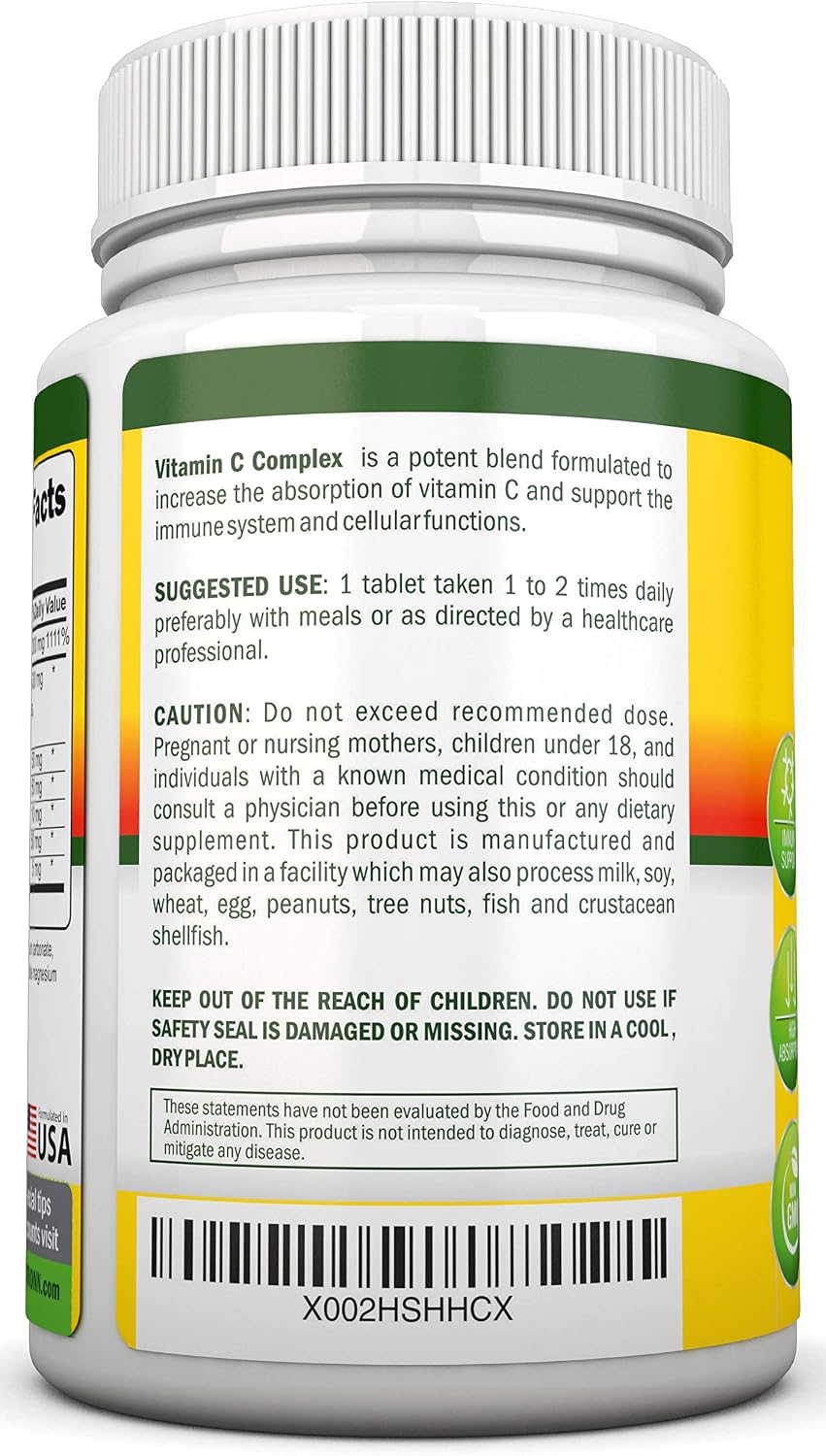 Super Vitamin C Complex - 1695mg - 180 Comprimidos - NutriONN