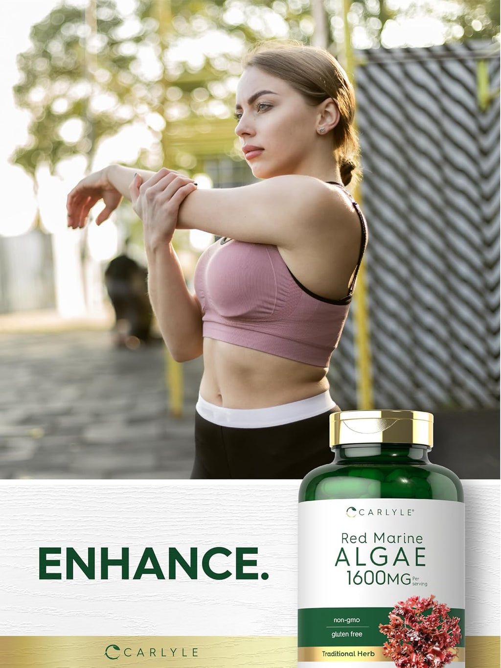 Carlyle Alga Roja Marina 1600mg | 200 Cápsulas | con Calcio, Magnesio y Vitamina D3 | Suplemento Vegetariano, No GMO, Sin Gluten