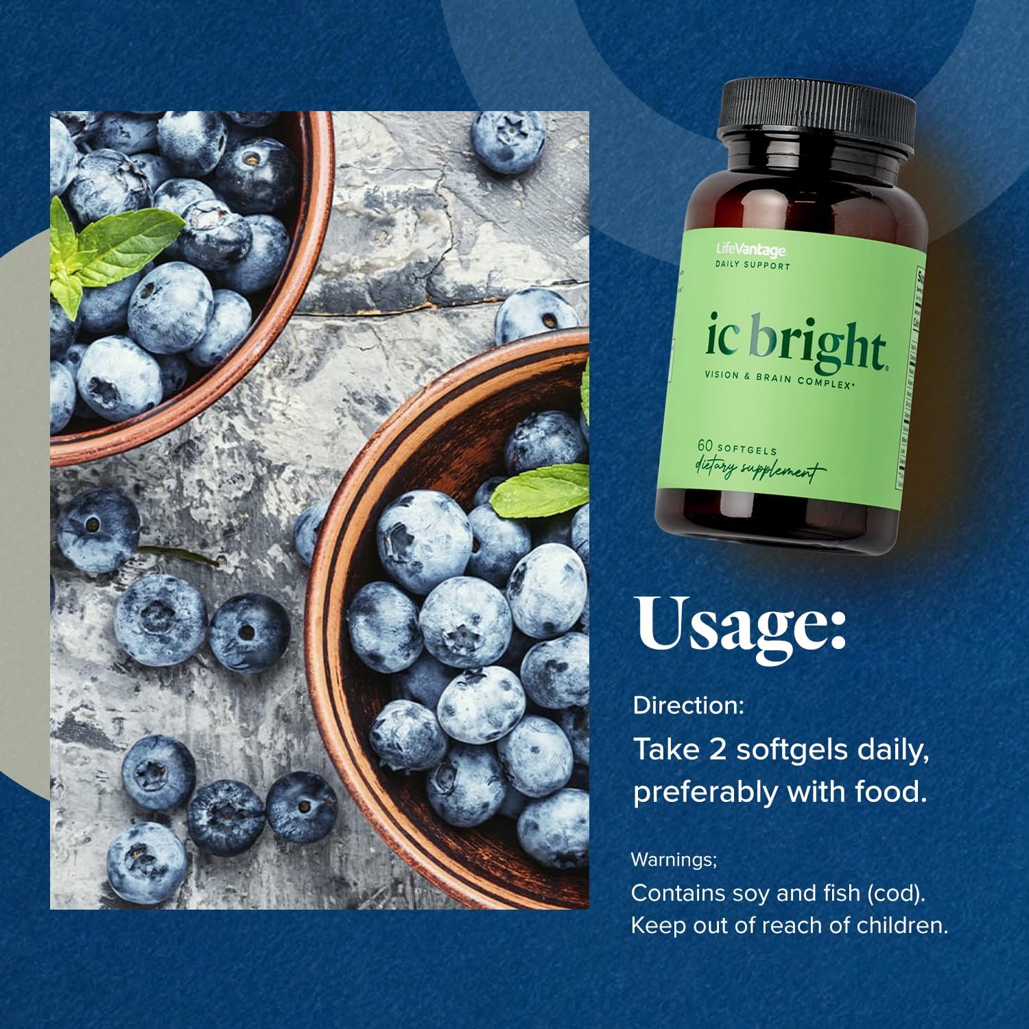 LifeVantage IC Bright - Complejo para la Visión y el Cerebro (60 cápsulas blandas)