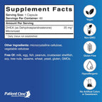 Patient One DHEA 25 mg | Suplemento de Dehidroepiandrosterona | Micronizado | 60 Cápsulas