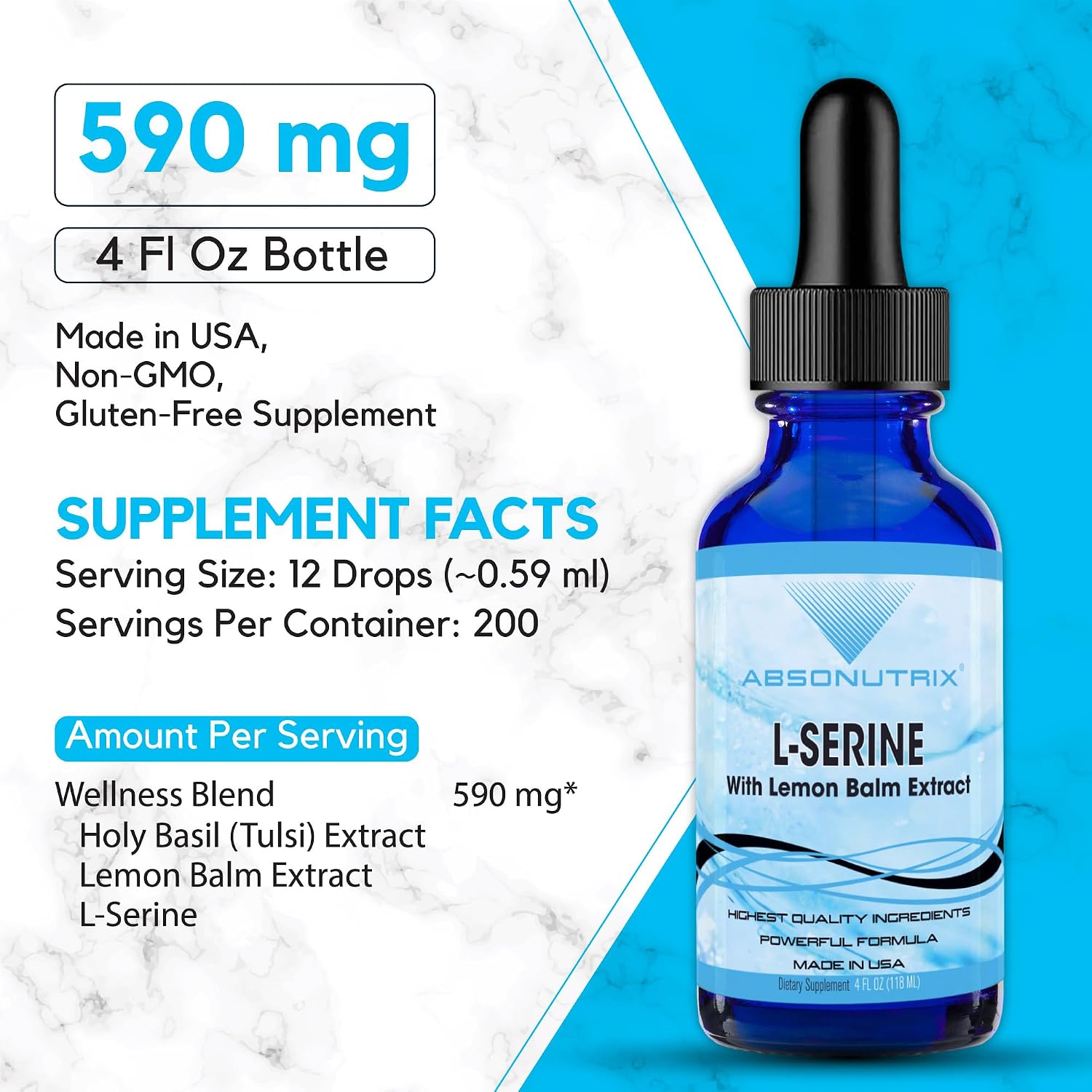Absonutrix L-Serine Complex 500 mg - 118 ml (4 oz) Líquido - 200 Raciones