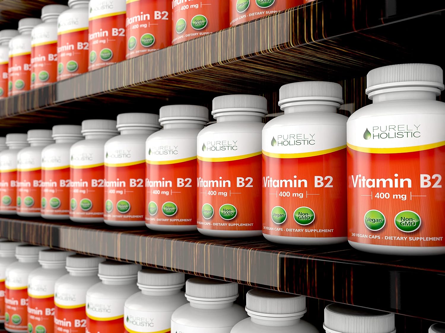 Purely Holistic Vitamina B2 Riboflavina 400mg - 240 Cápsulas Veganas, Suministro para 8 Meses - Alta Potencia - No OGM y Sin Gluten - Apoya la Producción de Energía y la Salud Celular