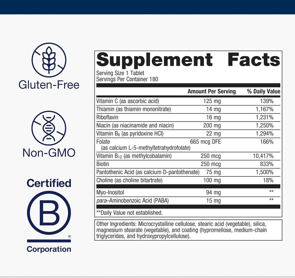 Metagenics Complejo B - Vitaminas B6 y B12 Activas con Folato - 180 Comprimidos