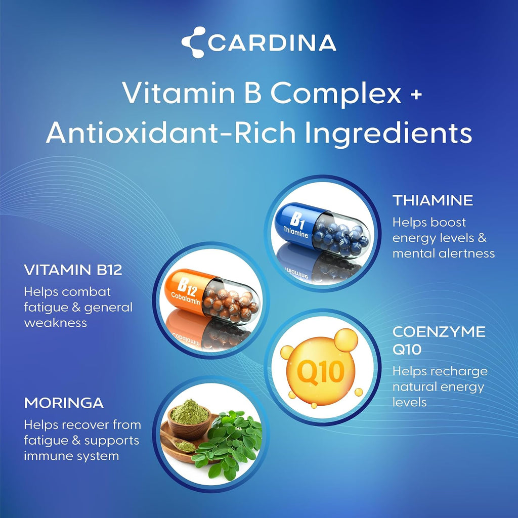 Suplemento de Vitamina B12 para Hombres y Mujeres - Memoria y Enfoque con Tiamina y CoQ10 - 60 Cápsulas Veganas