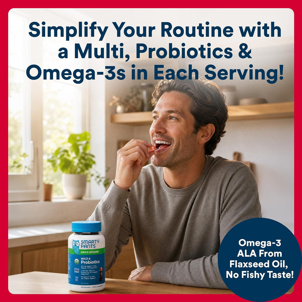 SmartyPants Multivitamínico Orgánico para Hombres con Probióticos y CoQ10 - 120 Gomitas