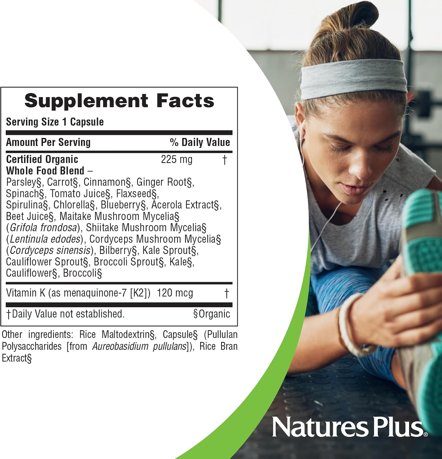 NaturesPlus Source of Life Garden Vitamin K2 - 60 Capsules - Healthy Bone Support - Organic, Vegan, Gluten-Free