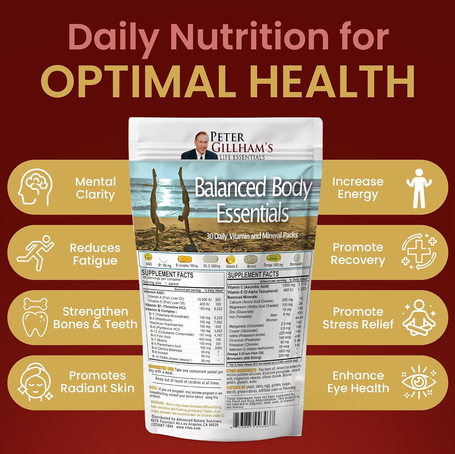 Peter's Choice Multivitamínico y Mineral Diario Natural – 2 Paquetes de 30 Sobres, Alta Potencia, Vegano, No-GMO