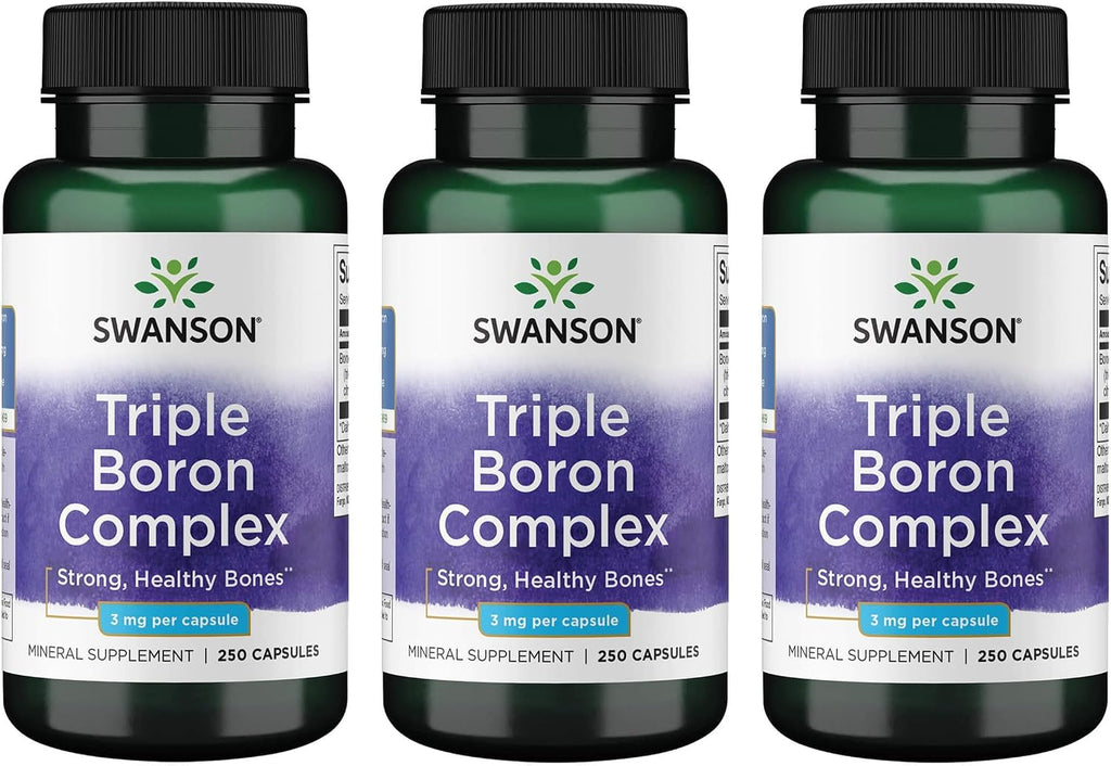 Swanson Complejo Triple Boro - Citrato, Aspartato, Glicinato (3 Envases de 250 Cápsulas)