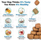 Doggie Dailies Suplemento para Piel y Pelaje con Aceite de Salmón, Colágeno, Omega 3, Aceite de Krill, Biotina y Aceite de Coco - 225 Chews Blandos