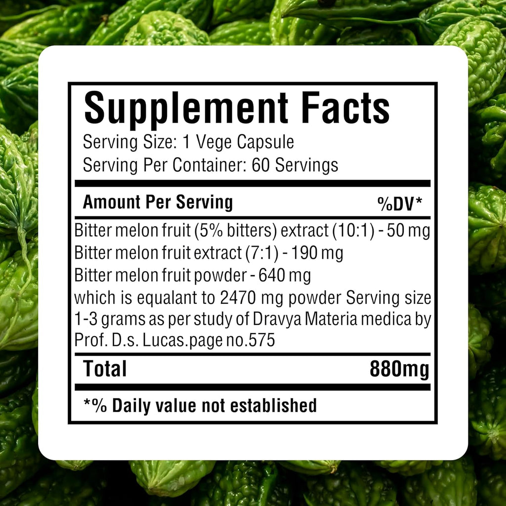 HerbsForever Melón Amargo Concentrado de Alta Potencia (10:1) - 60 Cápsulas Vegetales, 880mg