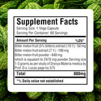 HerbsForever Melón Amargo Concentrado de Alta Potencia (10:1) - 60 Cápsulas Vegetales, 880mg