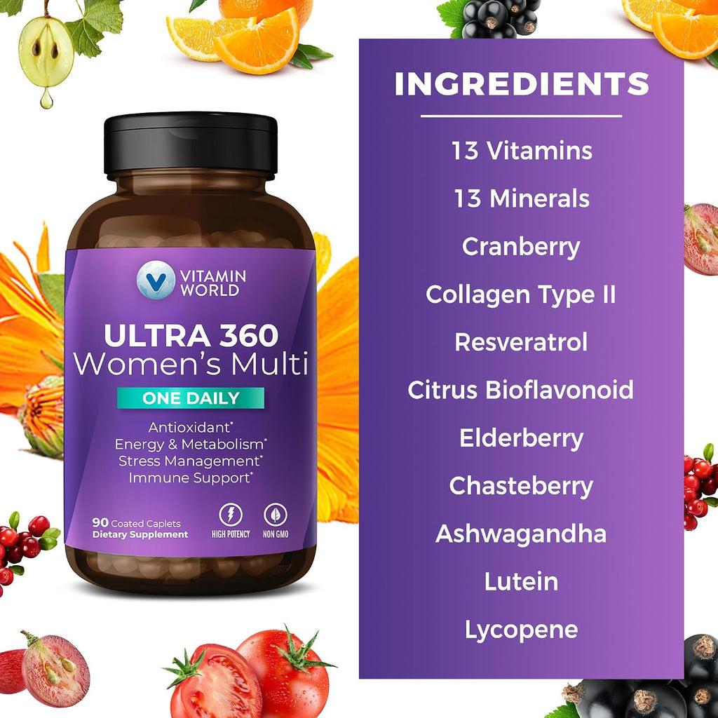 Vitamin World Ultra 360 Multivitamínico para Mujer One Daily, 90 comprimidos