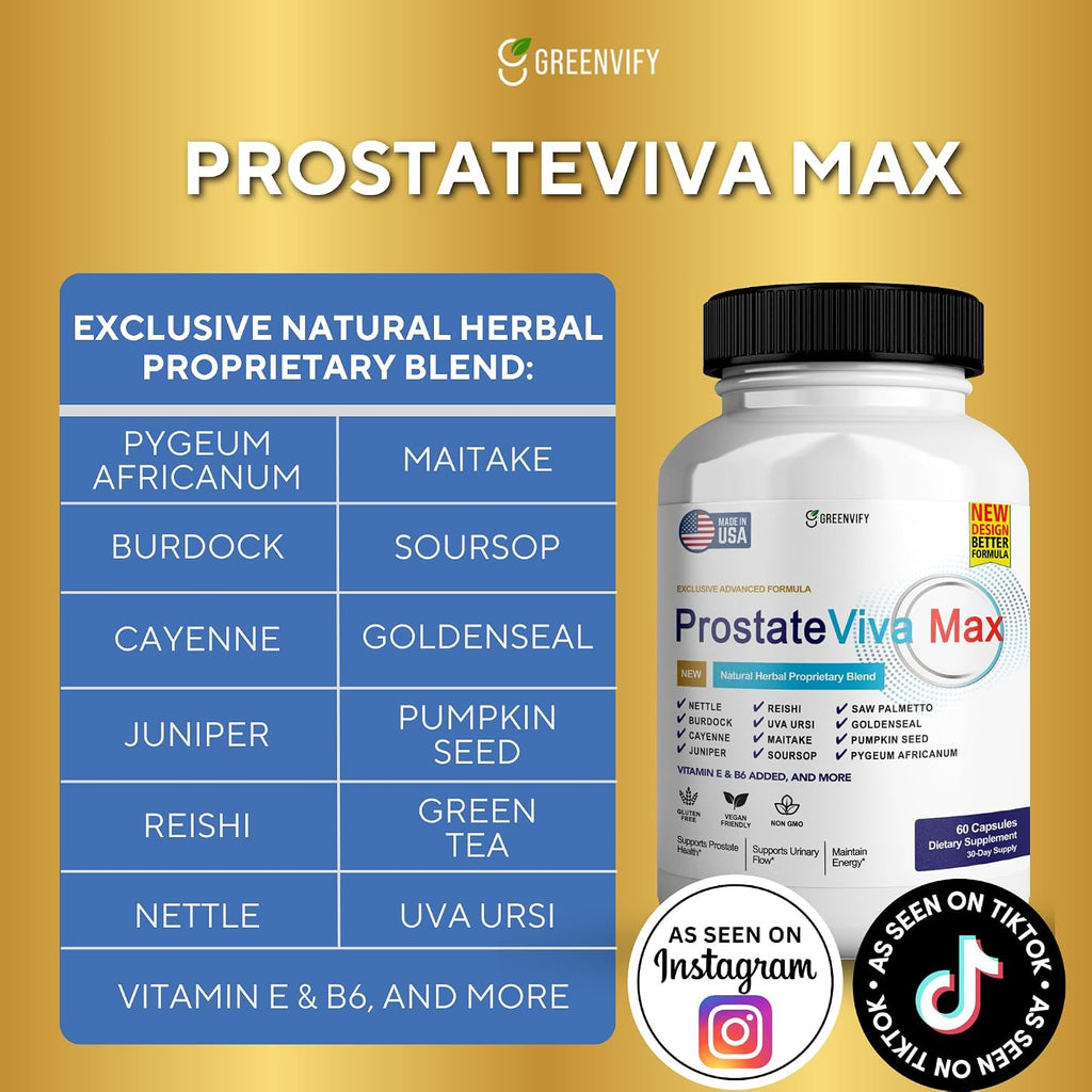 GREENVIFY ProstateViva Max – Suplemento para la Próstata (60 Cápsulas)