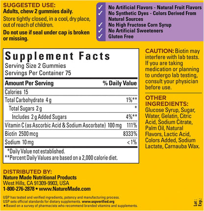 Nature Made Gominolas de Biotina 2500 mcg – Apoyar la salud del cabello, la piel y las uñas. – Image 5
