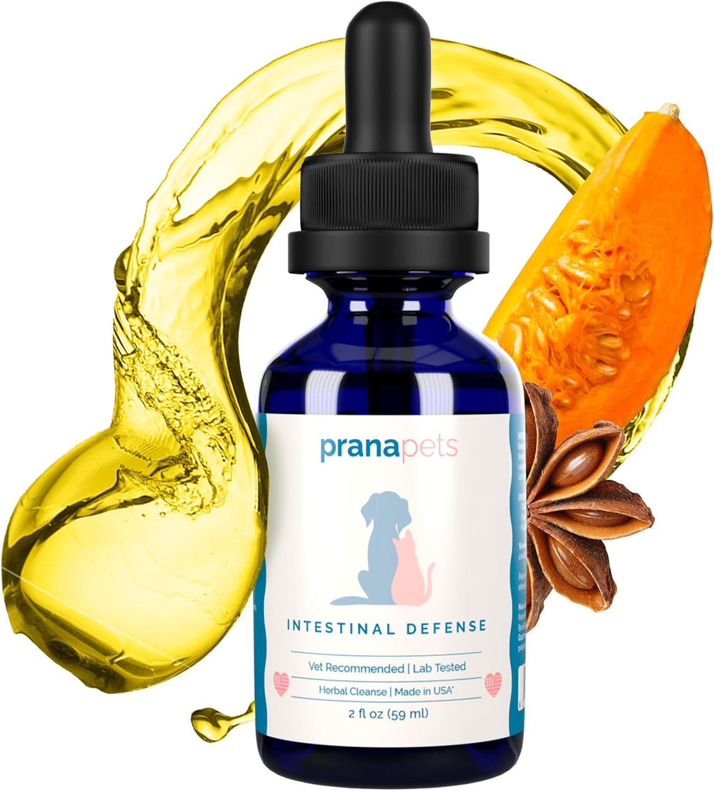 PranaPets Intestinal Defense Supplement for Dogs & Cats | Naturally Helps Digestive Issues in Pets | Herbal Formula | 2-Pack