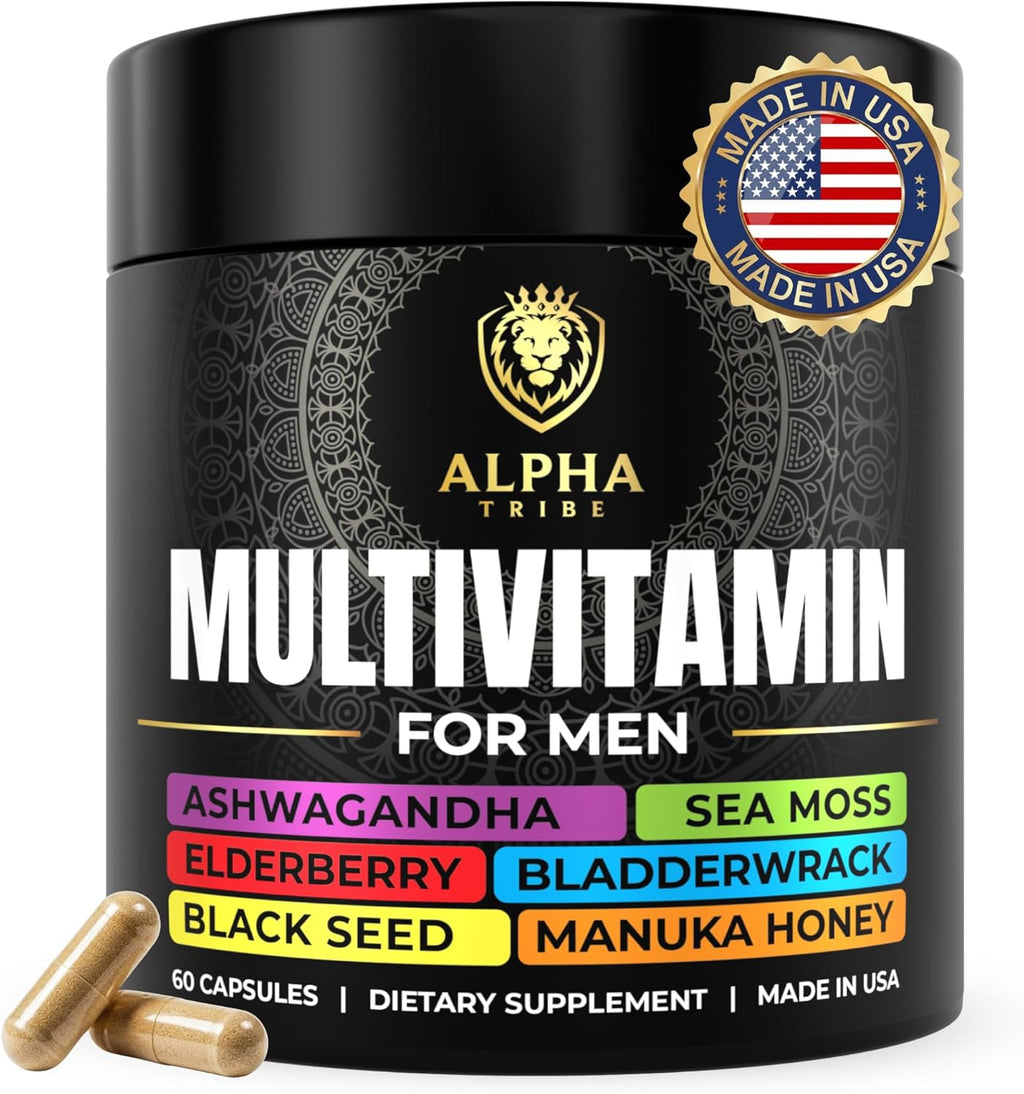 Alpha Tribe Multivitamínico para Hombres con Seamoss, Ashwagandha, Black Seed Oil y Más