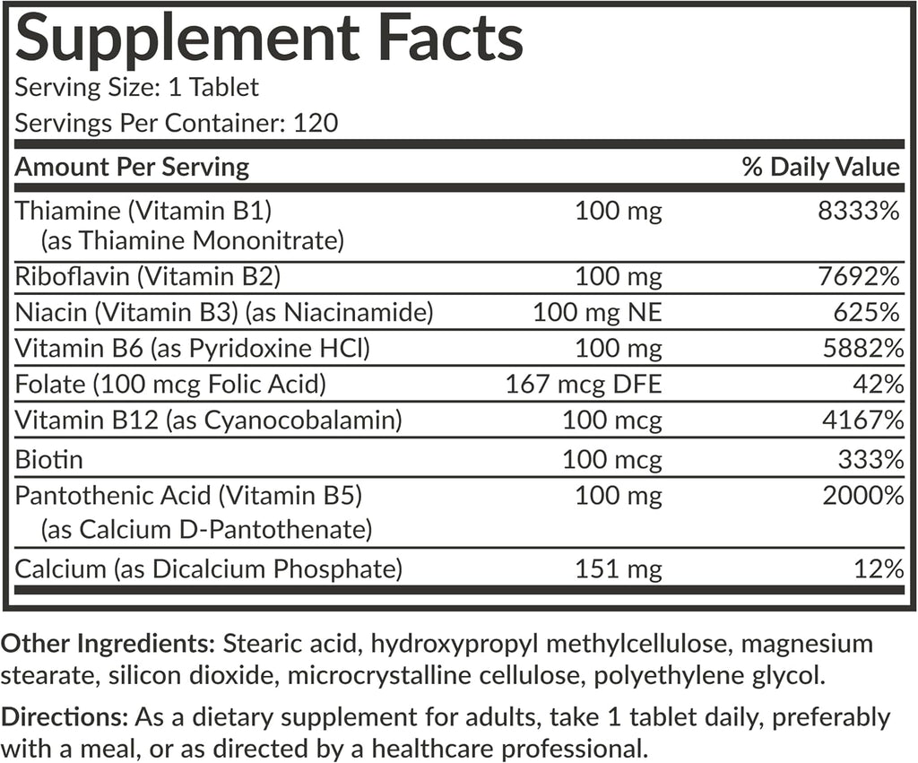 Futurebiotics Super B 100 Sustained Release Vitamin B Complex Non-GMO, 120 Vegetarian Tablets