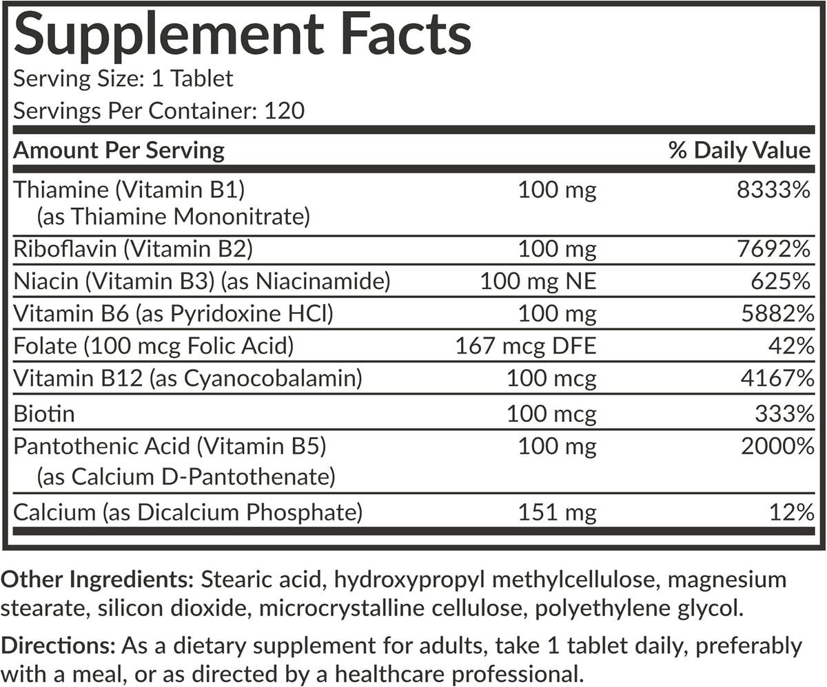 Futurebiotics Super B 100 Sustained Release Vitamin B Complex Non-GMO, 120 Vegetarian Tablets – Image 8