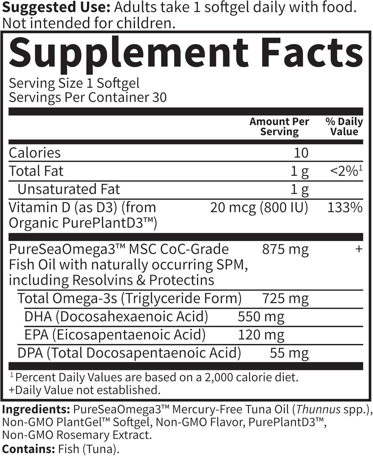 Garden of Life Dr. Formulated Prenatal DHA Fish Oil - 500mg DHA y DPA, 100% VD Vitamina D3, Omega 3 Embarazo, 30 Cápsulas