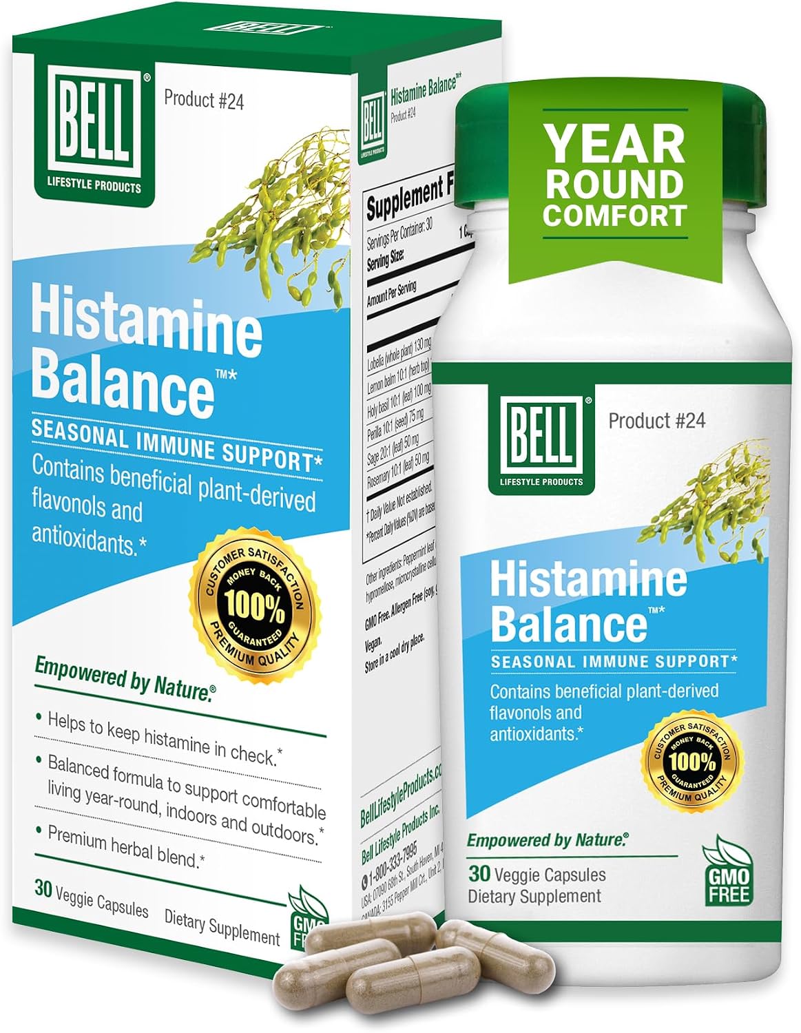 Bell Histamine Balance - Natural Histamine Balance Supplement, 30 Vegetable Capsules