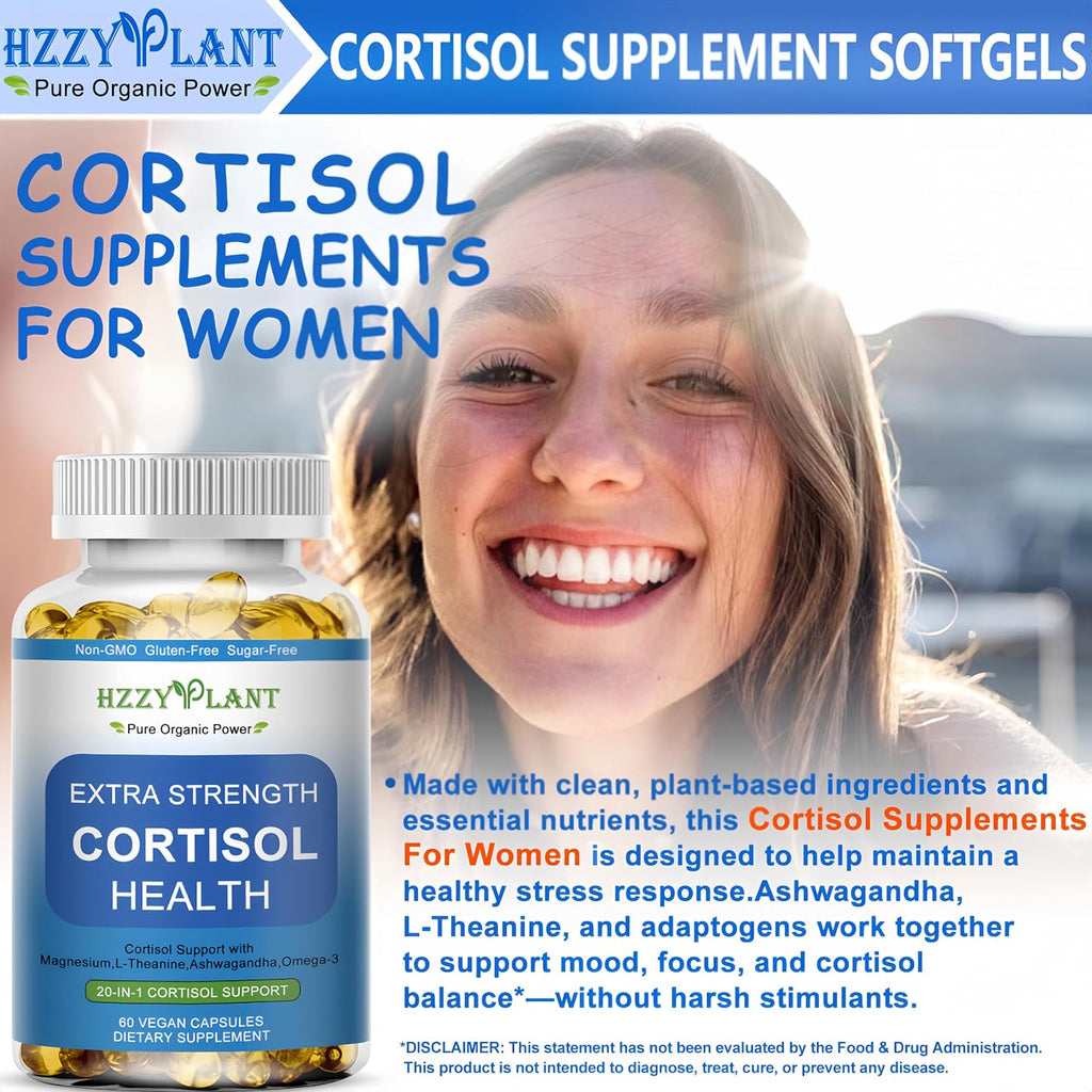 Cápsulas Blandas de Cortisol con Ashwagandha, Magnesio y L-Teanina - 60 Cápsulas