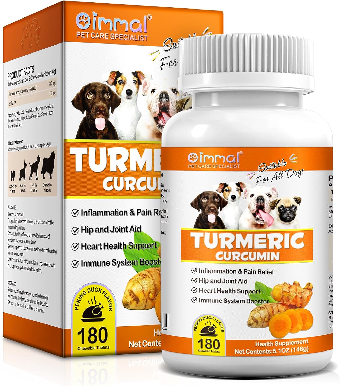 Cúrcuma para Perros, 180 Comprimidos de Cúrcuma Curcumina - ALIVO