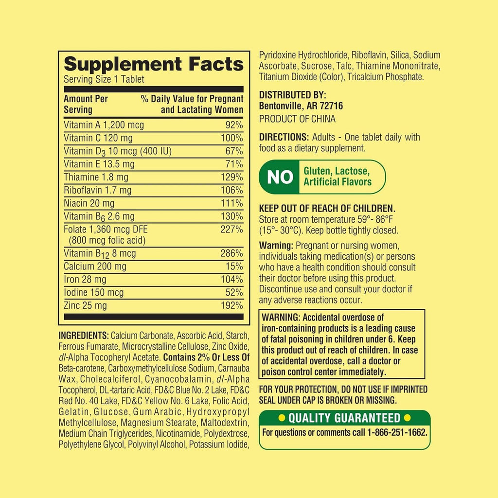 Spring Valley Multivitamínico Prenatal para Mujeres - 100 Comprimidos