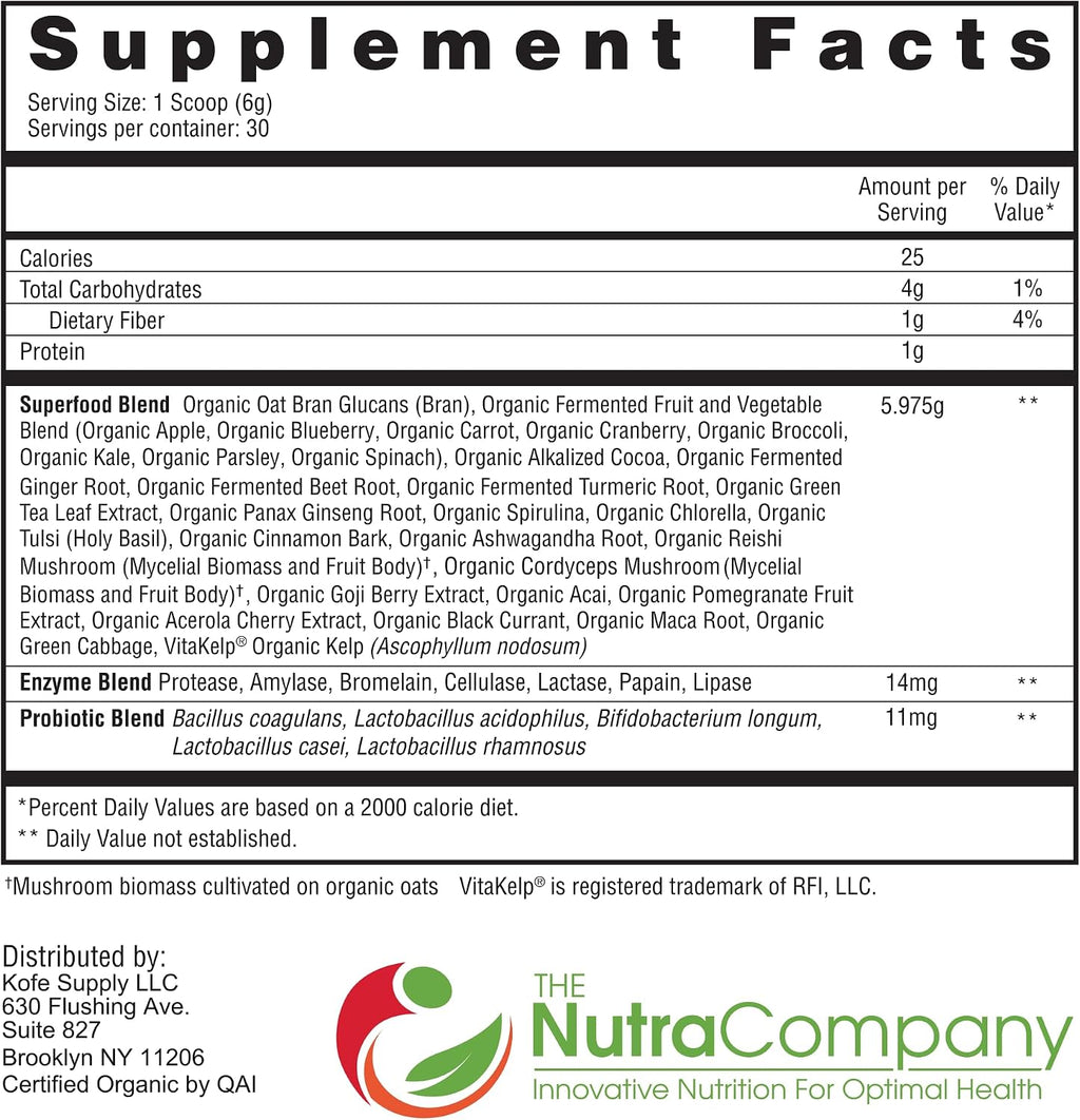 Fermented Super Greens Powder Superfood - with Probiotics 180g