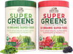 Country Farms Super Greens Power Pack, 50 Superalimentos Orgánicos, Polvo de Verduras con Probióticos para la Salud Digestiva y Alivio de la Hinchazón, Sin Sabor y Frutos del Bosque, 40 Porciones