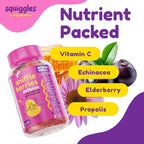 Squiggles Sniffle Berries Gomitas de Saúco, Propóleo y Equinácea para Niños - 100 uds