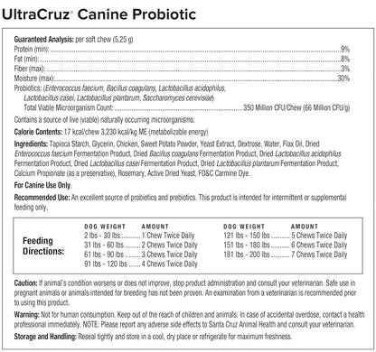 UltraCruz Probiótico Canino, 120 masticables – Bienestar general: Una digestión saludable se refleja en la – Image 6