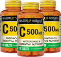 MASON NATURAL Vitamina C 500 mg | 300 Comprimidos (3×100) | Suplemento Alimenticio