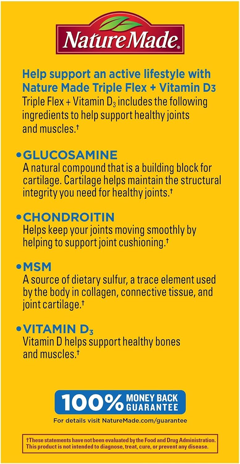 Nature Made TripleFlex Triple Strength con Vitamina D3, 120 cápsulas