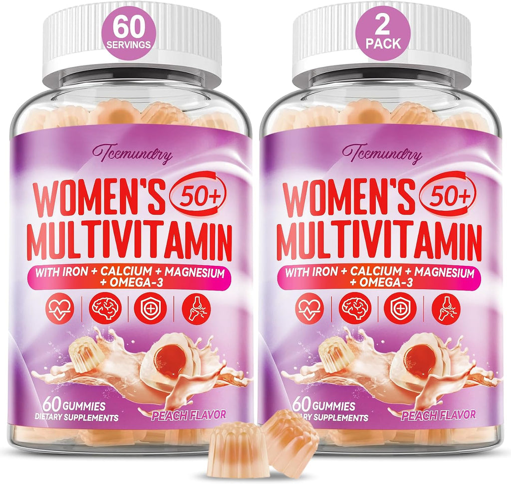 Gominolas Multivitamínicas para Mujeres 50+ con Omega 3, Coenzima Q10, Hierro, Calcio - Pack de 2