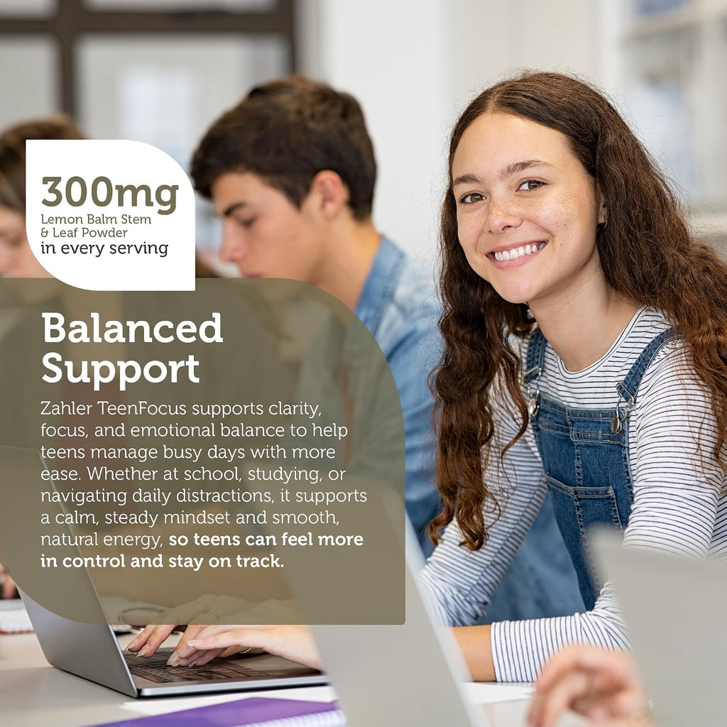 Zahler TeenFocus, Fórmula Avanzada para Mejorar el Enfoque y la Concentración, 90 Cápsulas