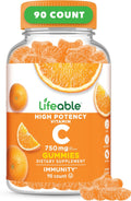 Lifeable Vitamin C Gummies para Adultos | 750 mg | Sabor Naranja | Vegano | 90 Gominolas