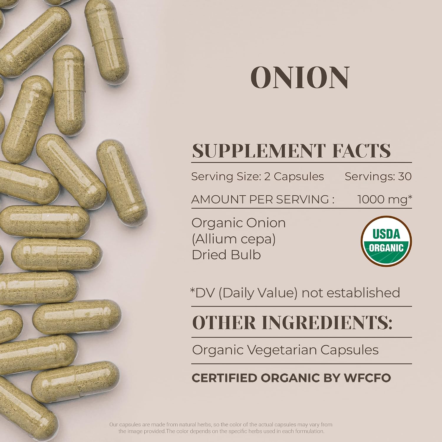 Garden Organics Suplemento de Cebolla Orgánica - 60 Cápsulas Vegetarianas