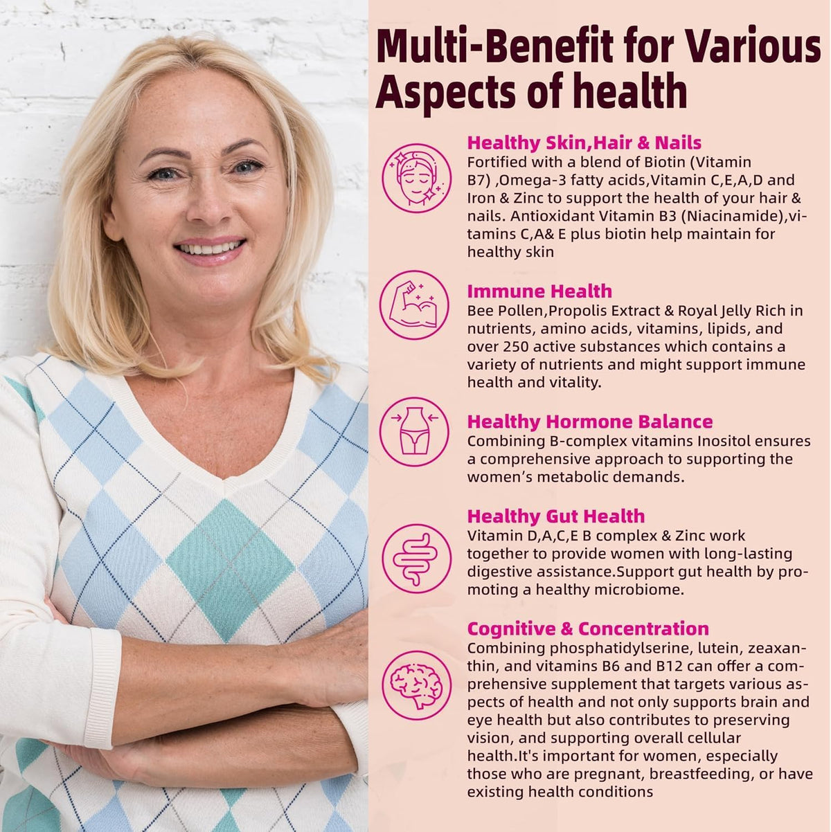 Multivitamínico para Mujeres 40+ con – Complejo B (B1, B2, B3, B5, B6, B7, B9, B12): Las vitaminas B6 y B12 – Image 4