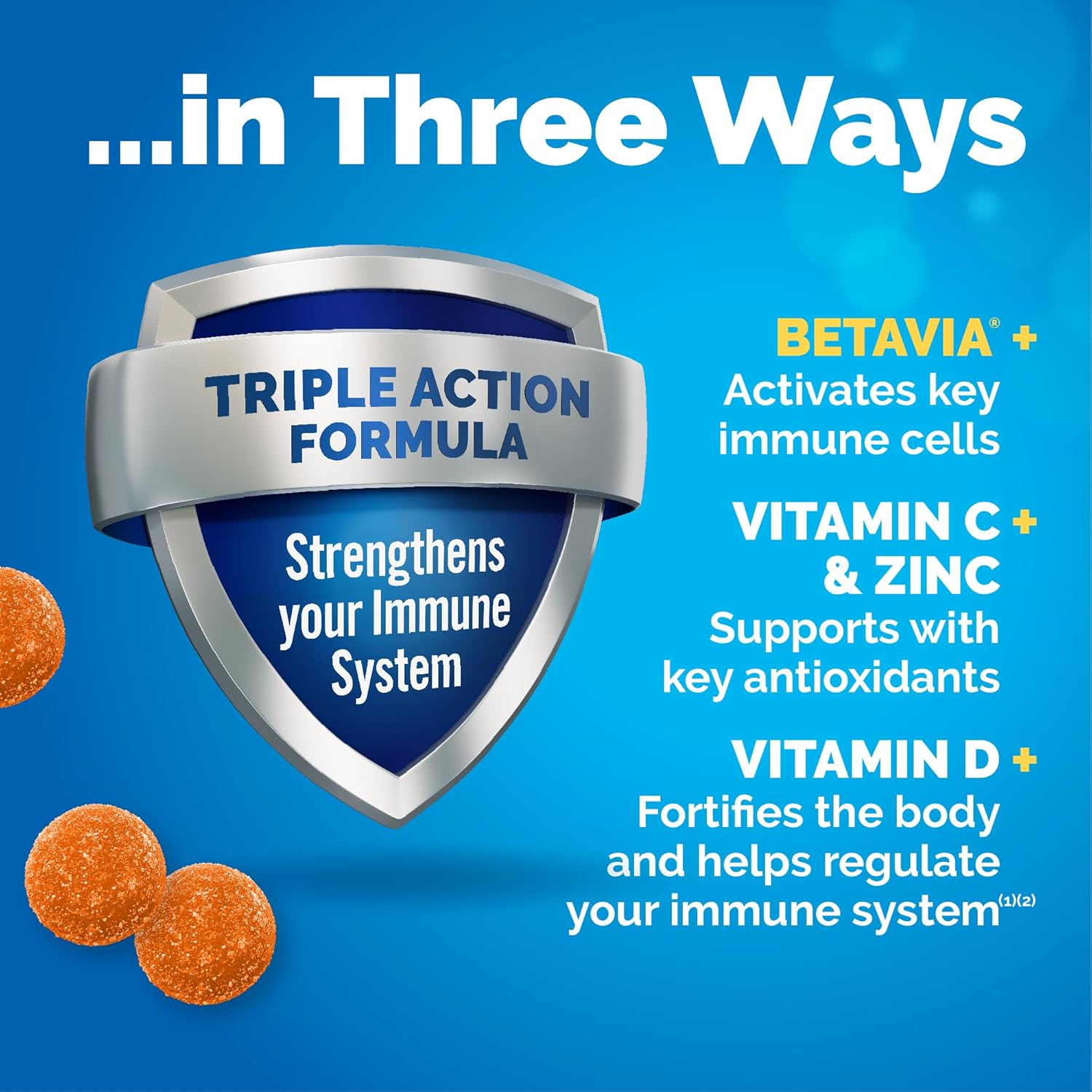 Emergen-C Immune+ Triple Action Gominolas - 45 unidades - Sabor Naranja