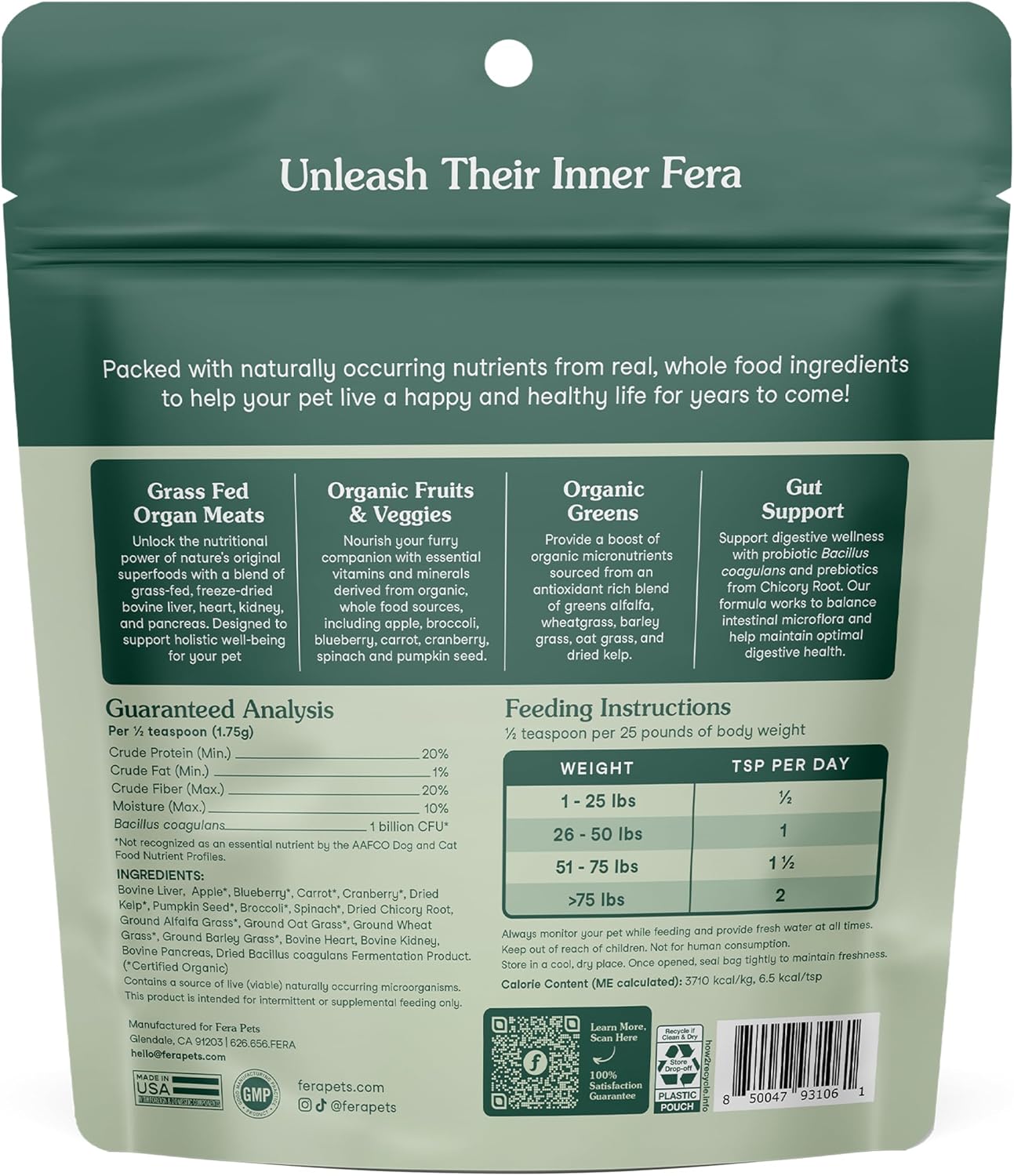 Fera Pets Multivitamínico Integral para Perros y Gatos con Probióticos - 105 g