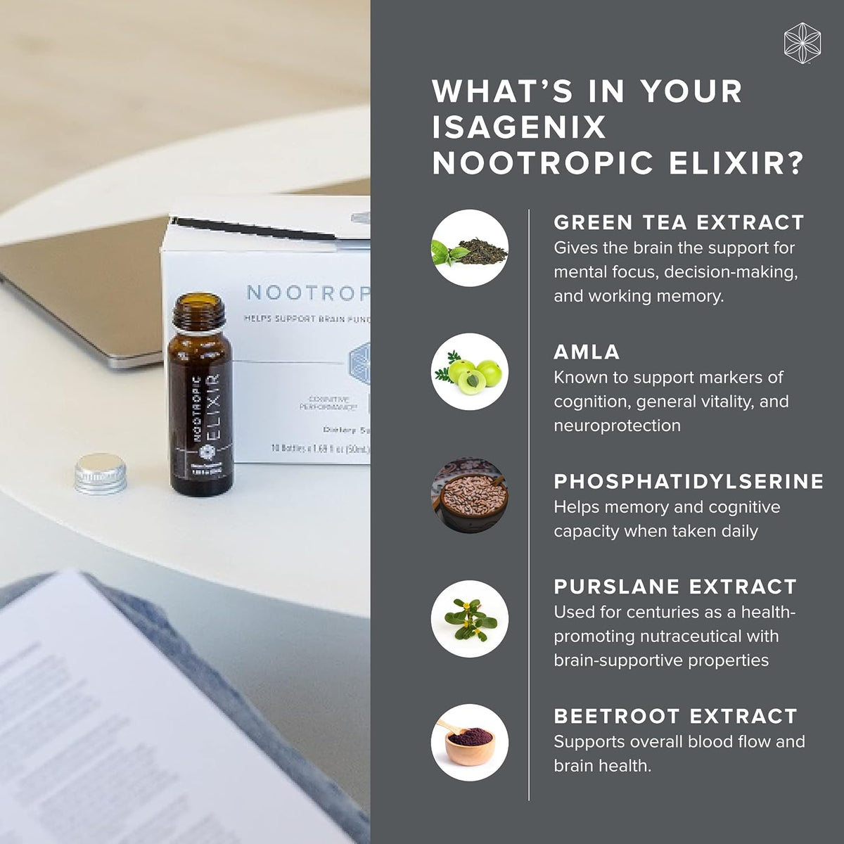Isagenix Nootropic Elixir - Complemento – Extracto de remolacha : Aporta nitratos naturales que favorecen la – Image 3