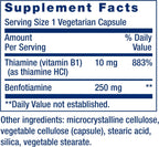 Life Extension Mega Benfotiamine 250 mg, 120 Cápsulas - Vitamina B1 Liposoluble