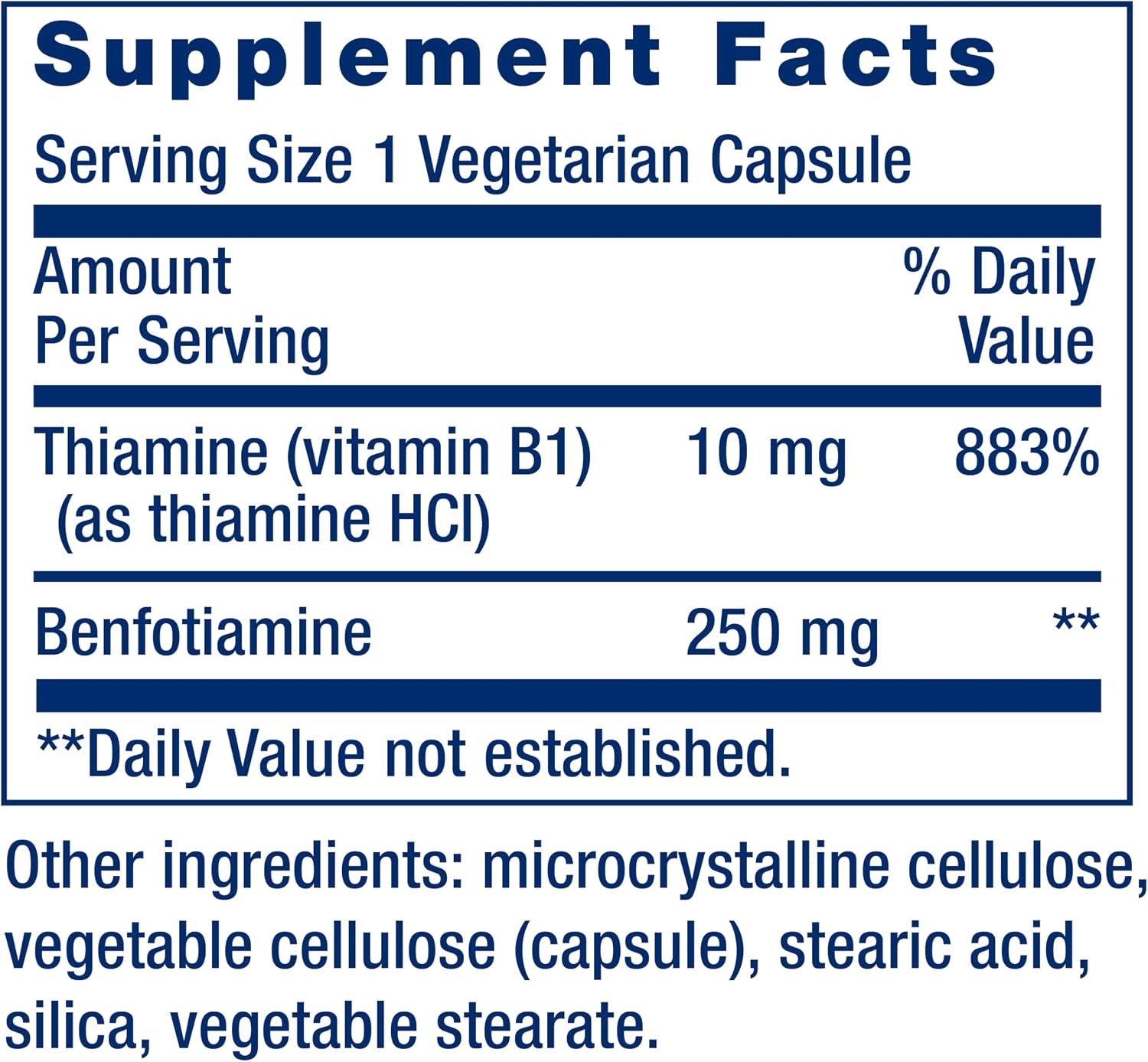Life Extension Mega Benfotiamine 250 mg, 120 Cápsulas - Vitamina B1 Liposoluble